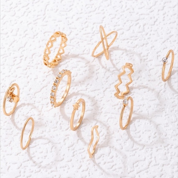 Boho Gold Tone Ring Set - Picture 2 of 6